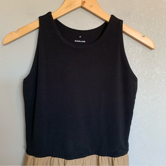 Everlane Size XS Supima High-Neck Riviera Midi Dress Pockets Black & Tan NWOT - Picture 4 of 17